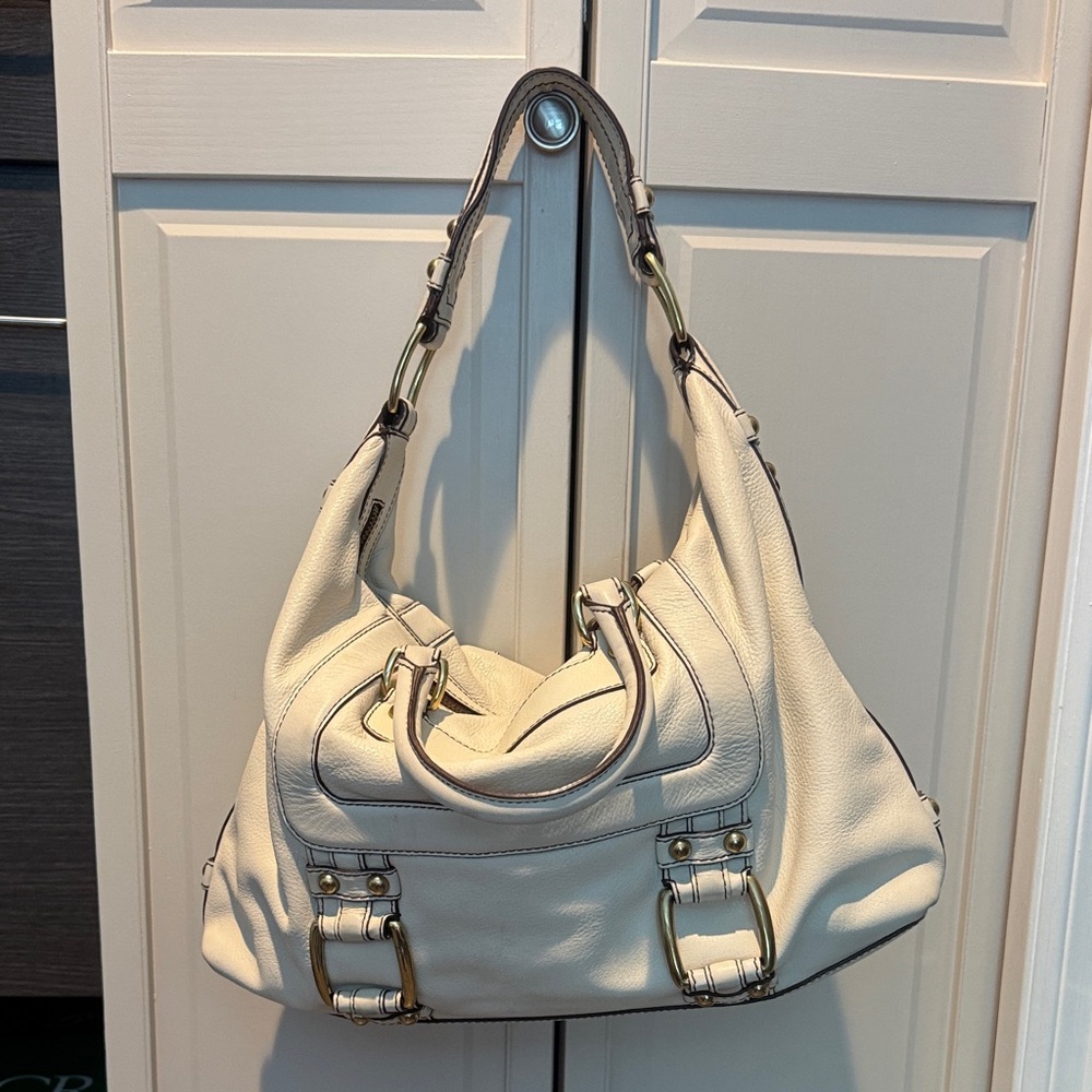 Banana Republic Cream Shoulder Bag with Gold Accents